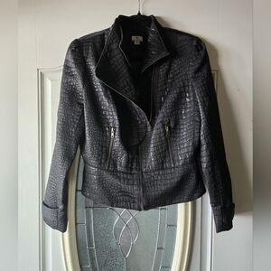 Worthington Women's Black Croc-Embossed Moto Jacket – Size Medium